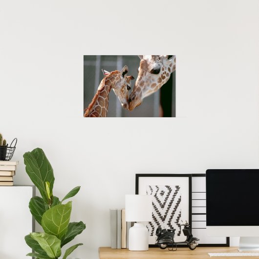 Giraffe en Baby Poster (Thuiskantoor)