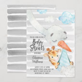 Giraffe en Baby shower blauw Kaart (Voorkant / Achterkant)