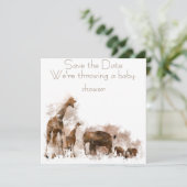 Giraffe EN BABY - Uitnodiging (Staand voorkant)