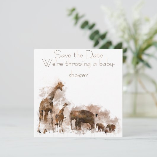 Giraffe EN BABY - Uitnodiging (Staand voorkant)