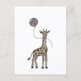 giraffe en ballonnen ansichtkaart briefkaart