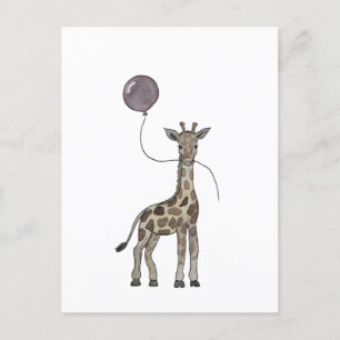 giraffe en ballonnen ansichtkaart briefkaart