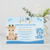 Giraffe en Beer Baby shower Kaart (Staand voorkant)