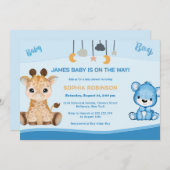 Giraffe en Beer Baby shower Kaart (Voorkant / Achterkant)
