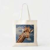 Giraffe en blauwe Canvas tas (Voorkant)