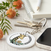 Giraffe en Bloemen Aangepaste naam Sleutelhanger (Voorkant Rechts)