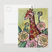 Giraffe en Bloemen Giraffes illustratie Bloemen Briefkaart (Voorkant / Achterkant)