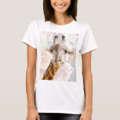 Giraffe en Bloemen Modern Grappig Dier T-shirt (Voorkant)