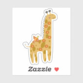 Giraffe en bloemen Oranje gouden laptop Sticker (Vel)