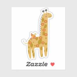 Giraffe en bloemen Oranje gouden laptop Sticker