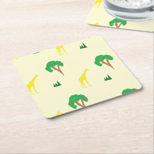 Giraffe- en boompatroon kartonnen onderzetters