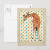 Giraffe en Briefkaart van kleine vogels (Voorkant / Achterkant)