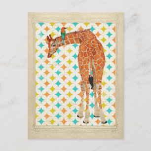 Giraffe en Briefkaart van kleine vogels