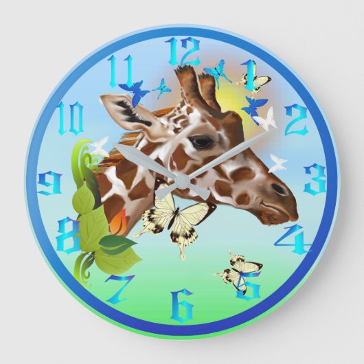 GIRAFFE en BUTTERFLIES Grote Klok (Voorkant)