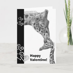 Giraffe en Calf Happy Valentijn-kaart Feestdagen Kaart