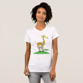 Giraffe en een Zebra dames T-shirt (Voorkant volledig)