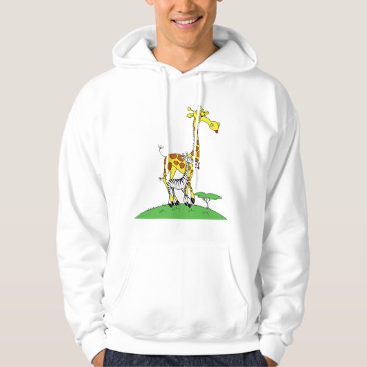 Giraffe en een Zebra Mannen hoodie (Voorkant)
