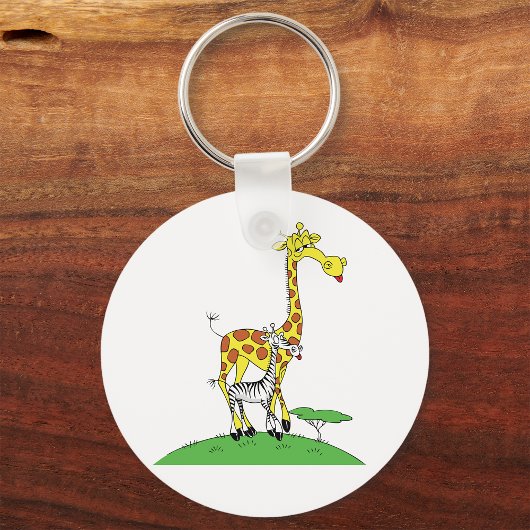 Giraffe en een Zebra Sleutelhanger