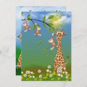 Giraffe en eerste maandag uitnodiging (Voorkant / Achterkant)