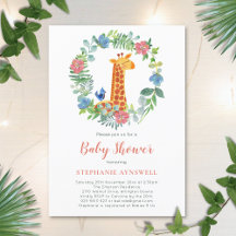 Giraffe en Floral Wreath Baby shower