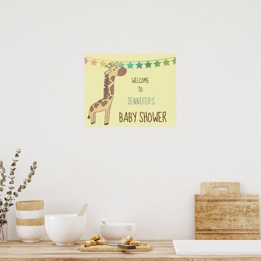 Giraffe- en Garland- Baby shower Poster (Keuken)