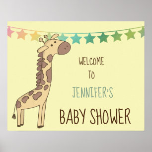 Giraffe- en Garland- Baby shower Poster
