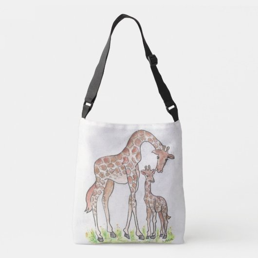 Giraffe en haar kalf crossbody tas (Achterkant)