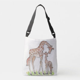 Giraffe en haar kalf crossbody tas