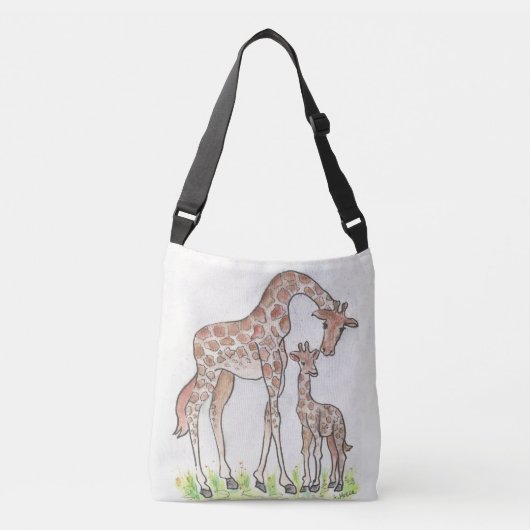 Giraffe en haar kalf crossbody tas (Voorkant)