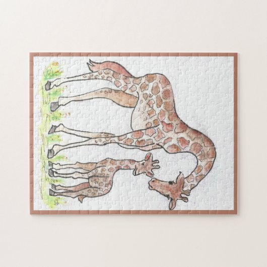 Giraffe en haar kalf legpuzzel (Horizontaal)
