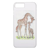 Giraffe en haar kalf op een iPhone Case (Achterkant)