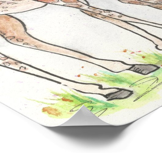 Giraffe en haar kalf Poster (Hoek)