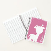 Giraffe en herten roze notitieboek met naam (Binnen)