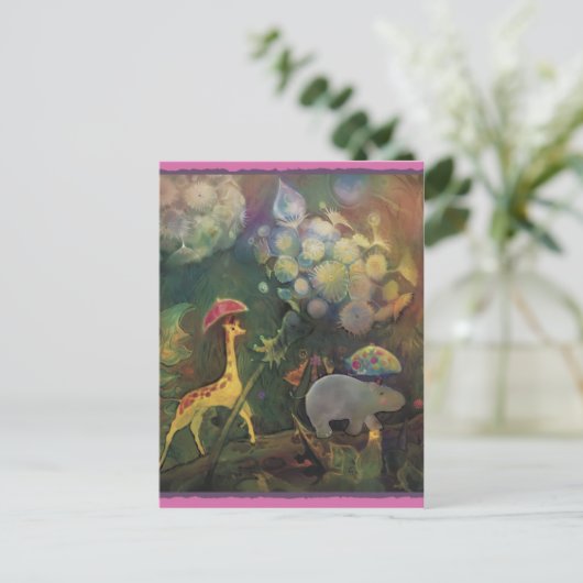 Giraffe en Hippo * * * Briefkaart (Staand voorkant)