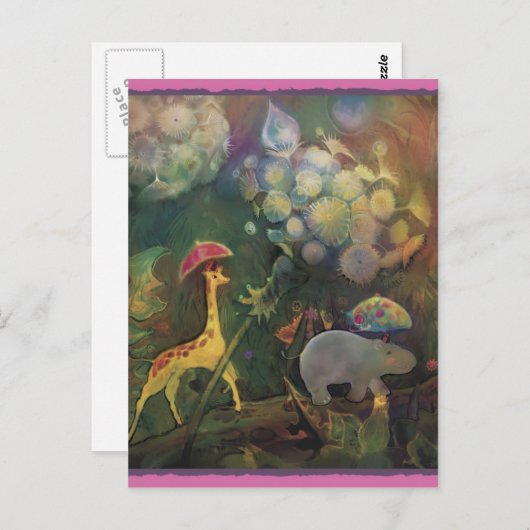 Giraffe en Hippo * * * Briefkaart (Voorkant / Achterkant)