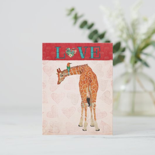 GIRAFFE- EN HUMMINGBIRD Briefkaart (Staand voorkant)
