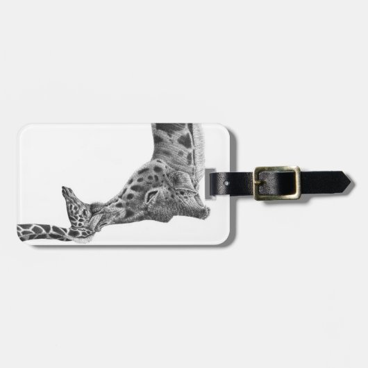 Giraffe en kalf Bagagelabel (Voorkant horizontaal)