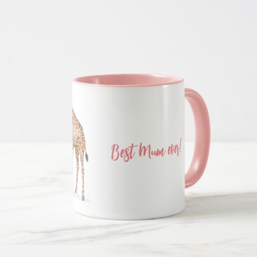 Giraffe en kalf "Best Mum ever" mok (Voorkant rechts)