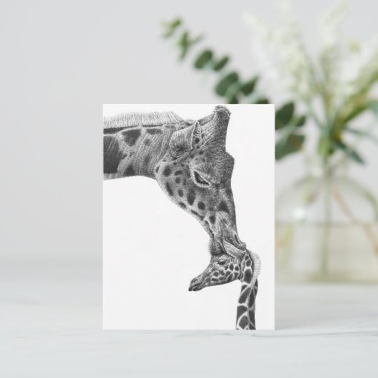 Giraffe en Kalf Briefkaart (Staand voorkant)