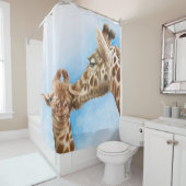 Giraffe en kalf douchegordijn (In situ)
