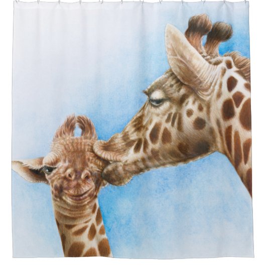 Giraffe en kalf douchegordijn (Voorkant)