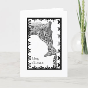 Giraffe en kalf kerst Kaart