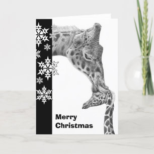 Giraffe en kalf kerst Kaart