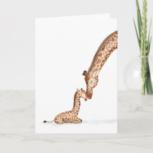 Giraffe en kalf sluiten Moederdag Kaart (Voorkant)