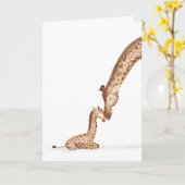 Giraffe en kalf sluiten Moederdag Kaart (Gele Bloem)