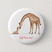 Giraffe- en kalfskalf 'Best mum ever' badge Ronde Button 5,7 Cm (Voorkant)