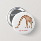 Giraffe- en kalfskalf 'Best mum ever' badge Ronde Button 5,7 Cm (Voorkant /achterkant)