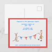 Giraffe en Kangaroo Birthday Party Uitnodiging Briefkaart (Voorkant / Achterkant)