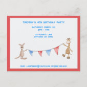 Giraffe en Kangaroo Birthday Party Uitnodiging Briefkaart (Voorkant)