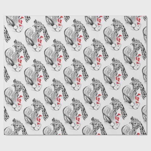 Giraffe en Kerstmis Cadeaupapier (Vlak)
